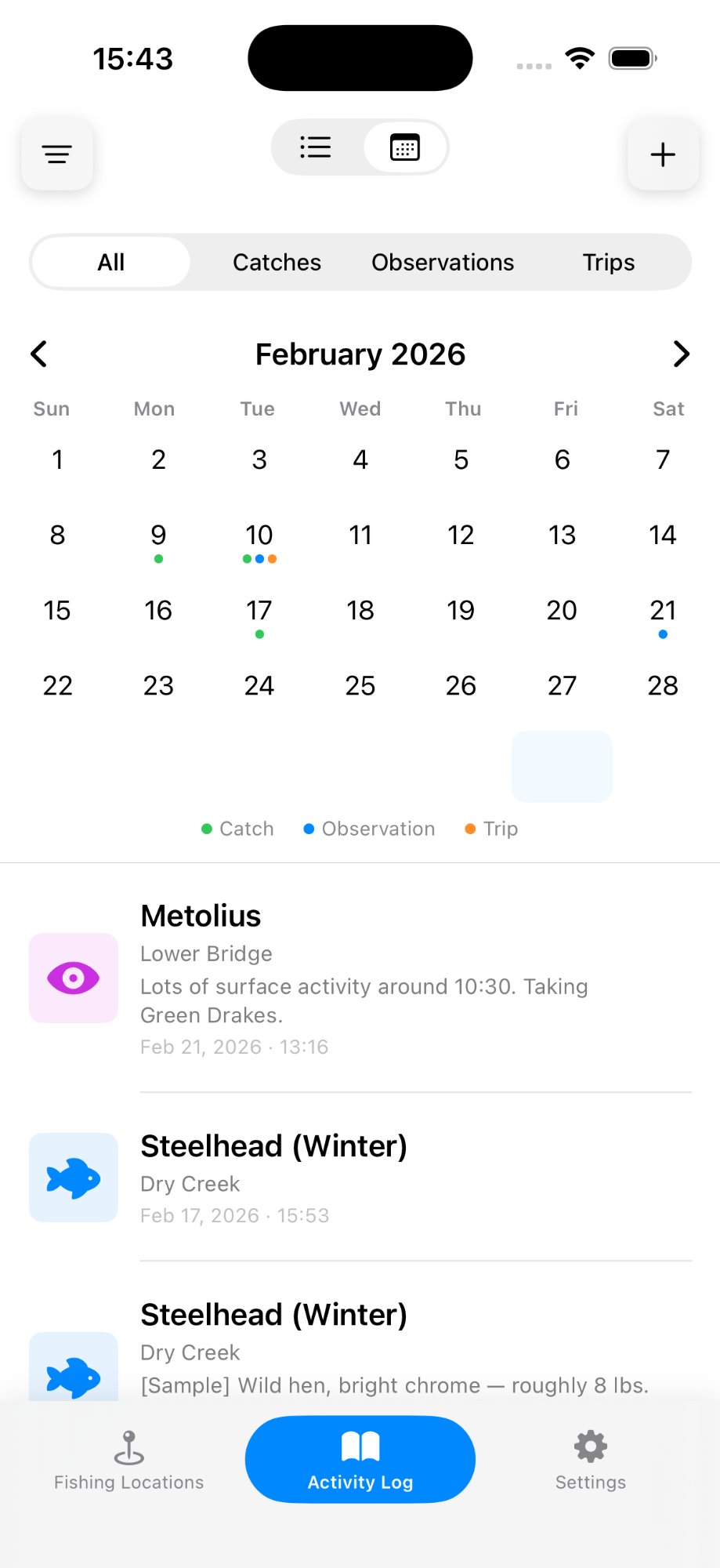 FishON! Pro - Activity Log
