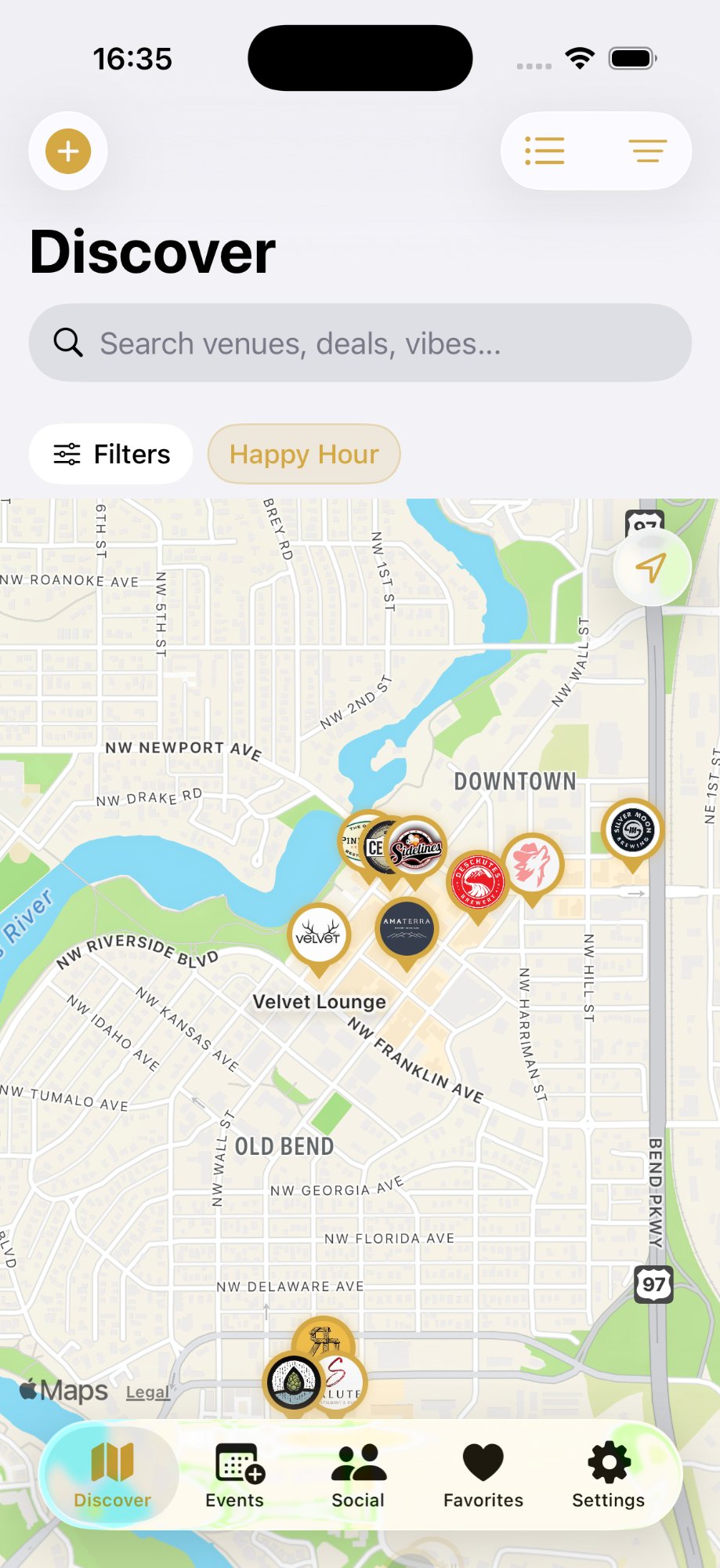Happy Hour Radar - Map