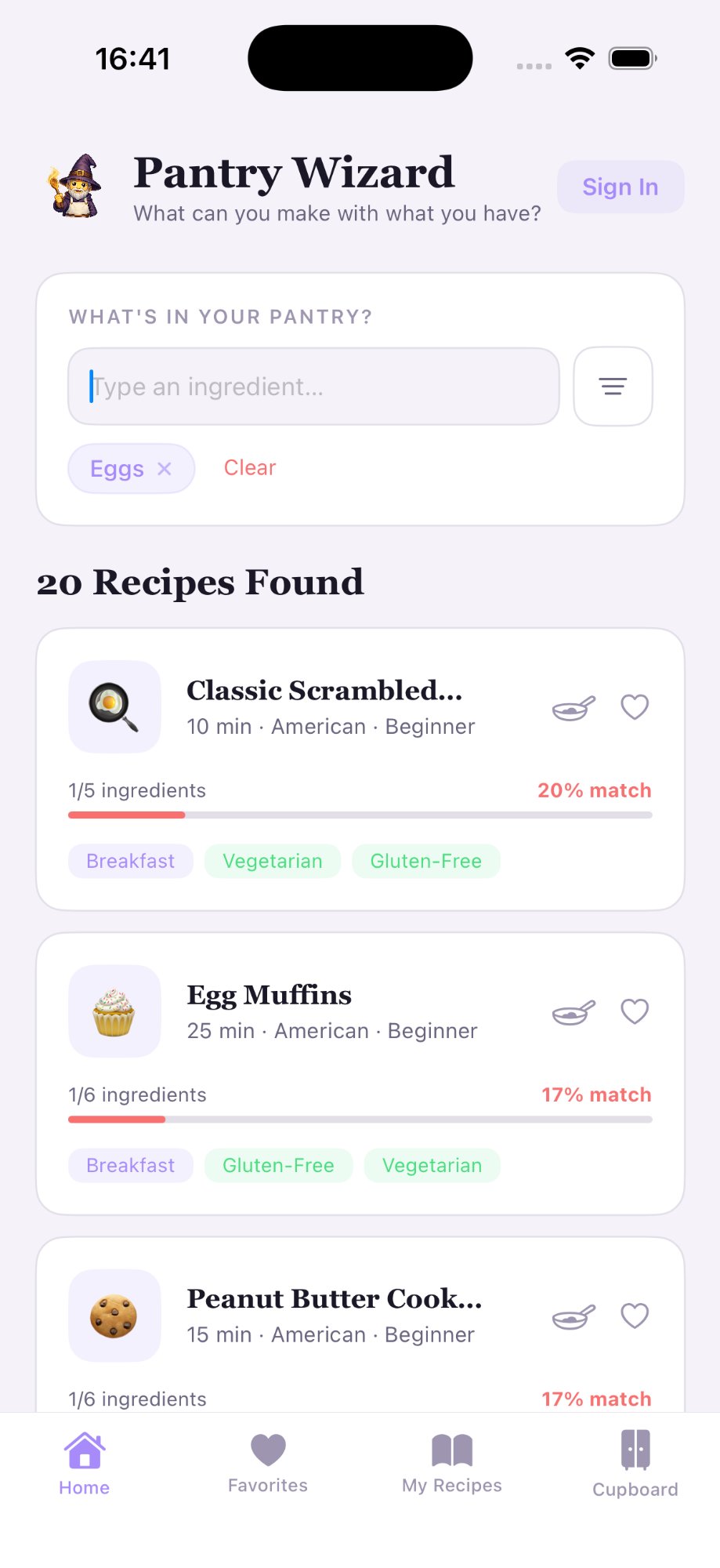 Pantry Wizard - Search